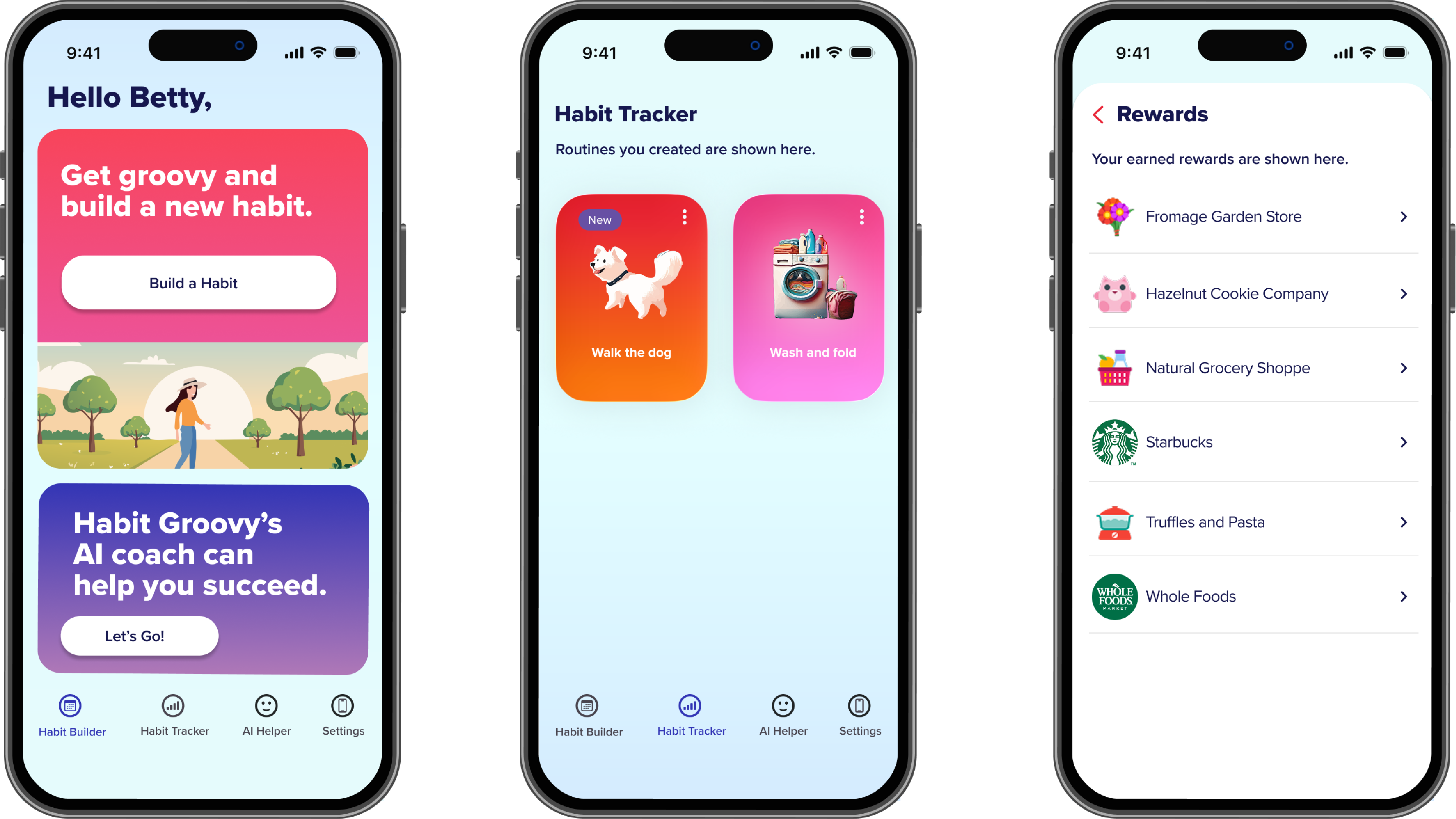 Habit Groovy App Interface showing AI cues and personalization